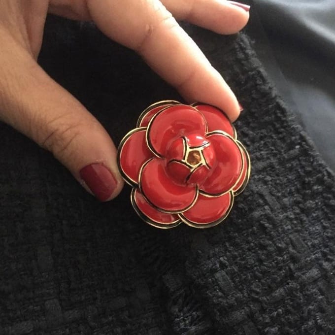 Grote camelia kledingaccessoires Broches zwart wit rode bloem vrouw speld broche sieraden cadeau brown
