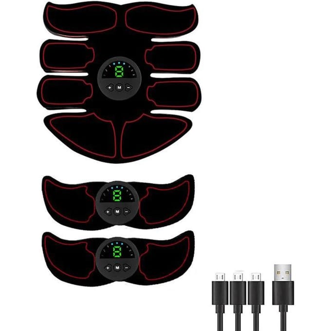 ABS Stimulator Spierversteviger EMS Buikspier Trainingsriem Trainer Lichaamsfitness Vorm Spierstimulator Afslankende Massager LED Display red black