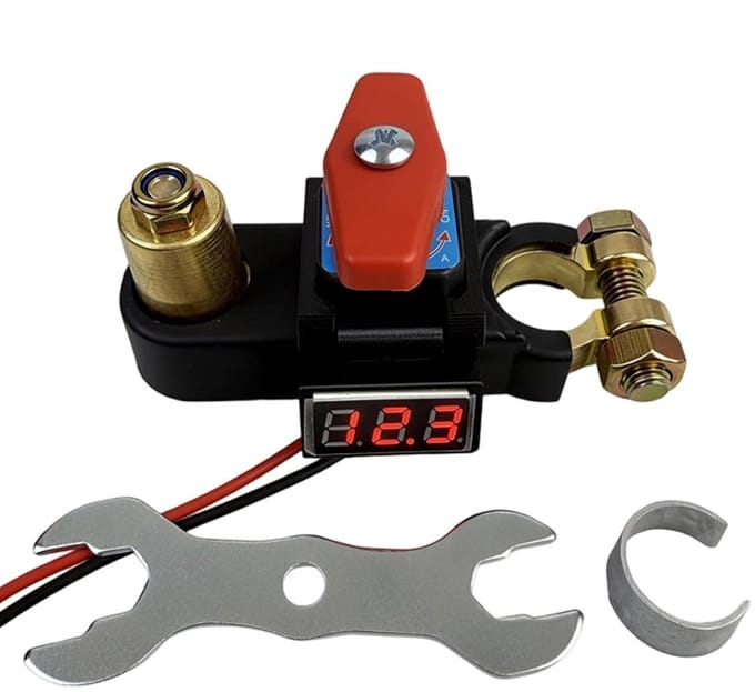 Accu Ontkoppelingscontroller - Accu Schakelaar - Energie Besparen - Digitaal Display - 12-24V - Zilver