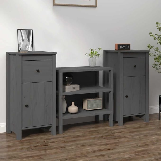 vidaXL - Dressoirs - 2 - st - 40x35x80 - cm - massief - grenenhout - grijs