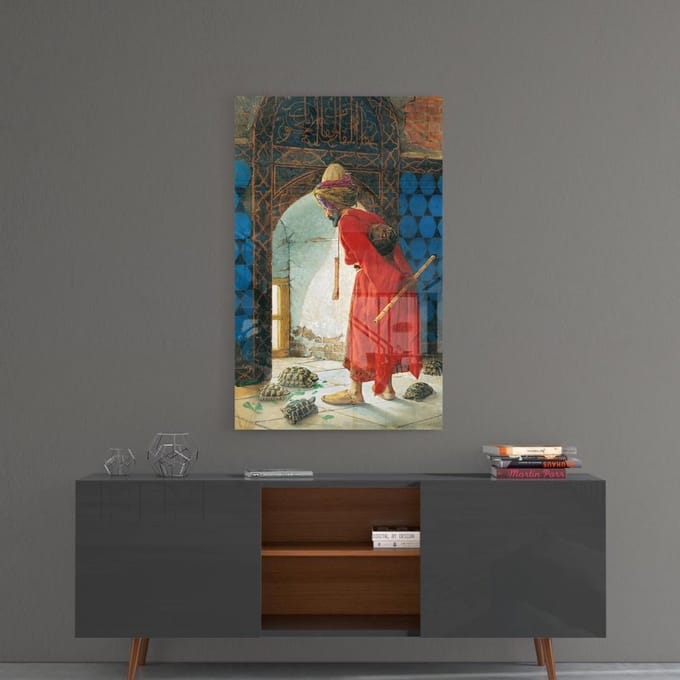 Schildpadtemmer glas schilderij