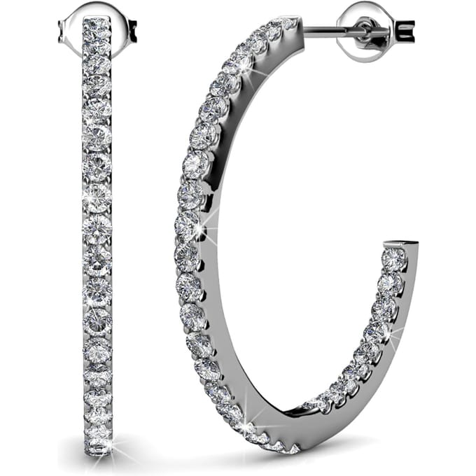 Simply Hoop Oorbellen - Zilver en Kristal