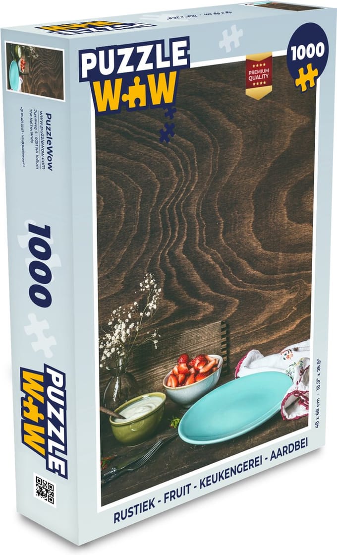 Puzzel Rustiek - Fruit - Keukengerei - Aardbei - Legpuzzel - Puzzel 1000 stukjes volwassenen