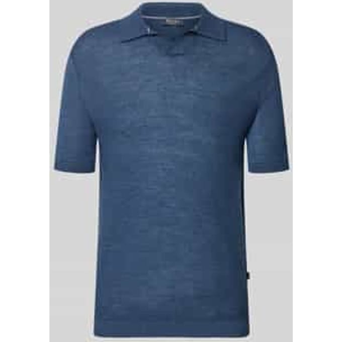 slim fit poloshirt van scheerwol met structuurpatroon