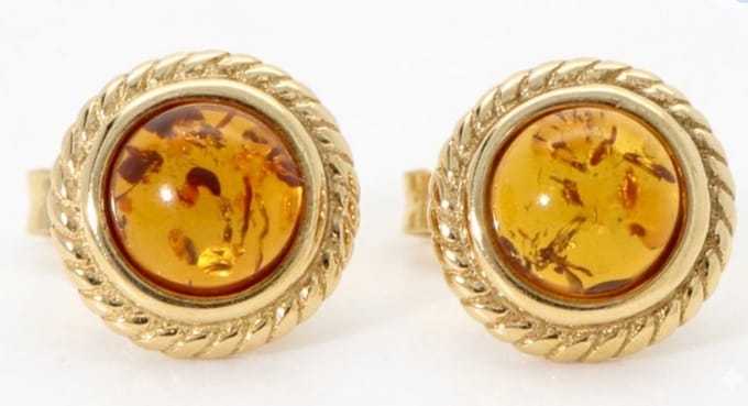 La Rosa Princesa Amber Oorbellen Zilver verguuld - Barnsteen Rond