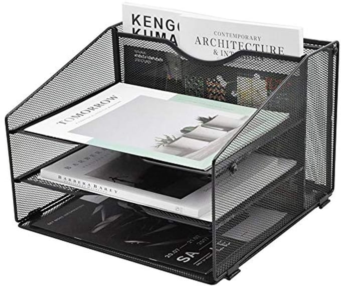 Bureau Organizer met 3 Papieren Laden en 1 Verticale Compartiment - Zwart