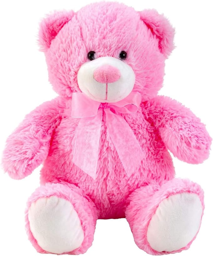 Pluche Teddybeer met strik – Knuffelbeer – Roze – 50 cm. groot