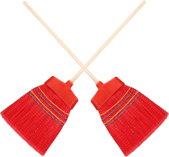 Sorex Binnen/buiten bezem - Set van 2x stuks - zacht - multi kleuren - 132 cm - retro bezems