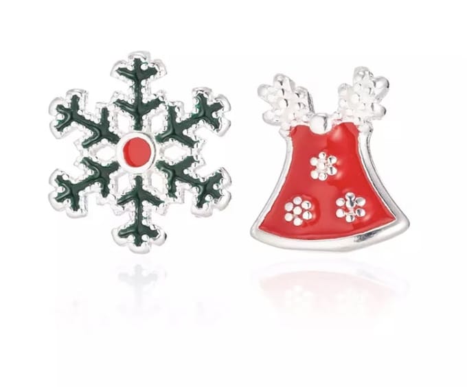 Jomide Kerst oorknoppen Sneeuwvlok/Kerstbel - Zilverkleurig
