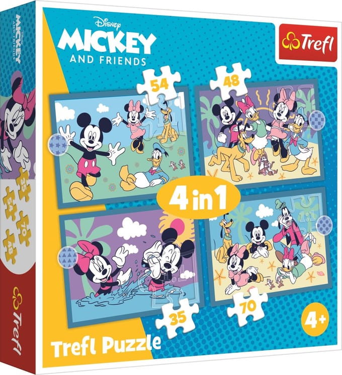 Trefl 4-in-1 Mickey Mouse Puzzels - Spel en plezier voor kinderen