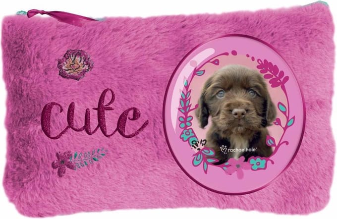 Rachael Hale Cute puppy - Pluche etui - 12,7 x 20 cm - Roze