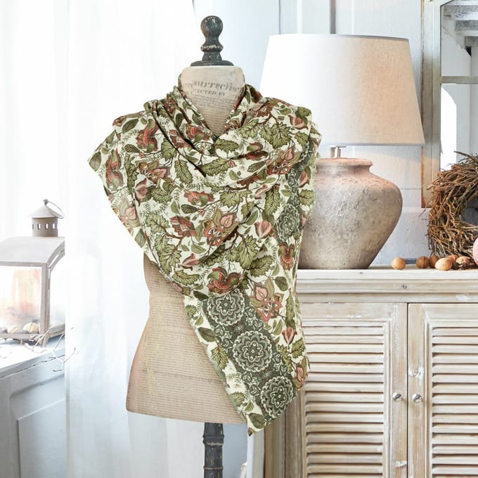 LOBERON Sjaal Presquer groen/rood