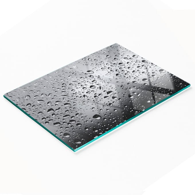 Multifunctioneel decoratief glazen bord met print van waterdruppels, 80x52 cm