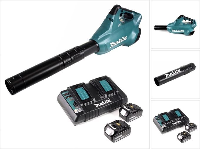 Makita DUB 362 PT accu bladblazer 36V + 2x oplaadbare batterijen 5.0Ah + dubbele lader