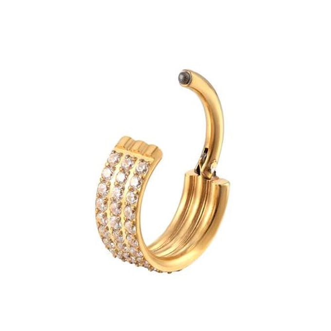 Piercing titanium high Quality triple lined clicker 1.2x12 - goud - LMPiercings