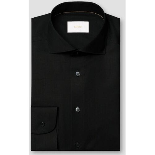 Eton Overhemd Solid Color Ultra Soft Super 120s Merino Wool Zwart / male