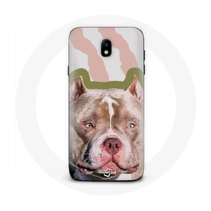 Coque - Samsung - Galaxy J3 2017 - Souple - Chien de Pitbull - Marron marron