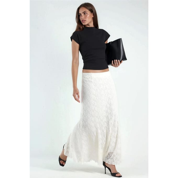 Hoge Taille Kanten Maxi Rok