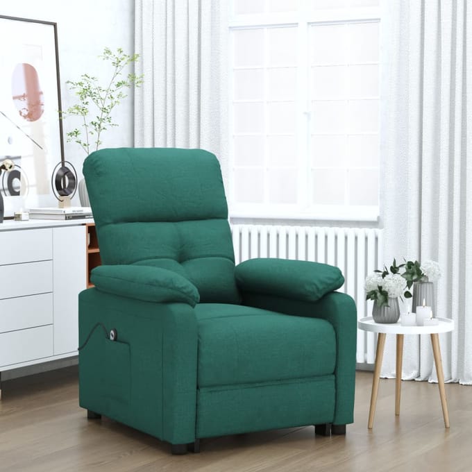 vidaXL Fauteuil verstelbaar elektrisch stof donkergroen