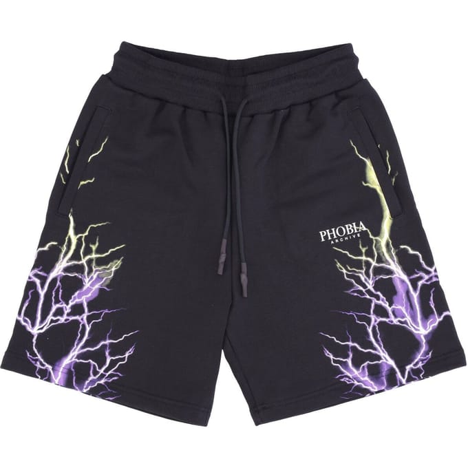 Korte Trainingsbroek Heren Lightning Shorts Zwart/paars/geel