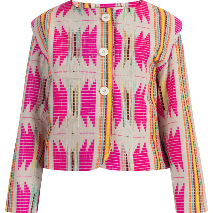 IZIA Jas Meisje Roze Inca-patroon