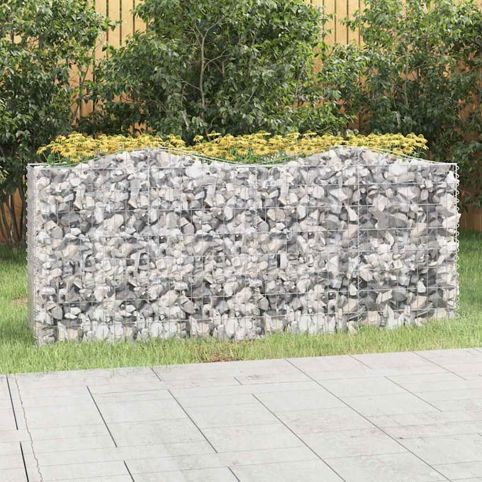 vidaXL - Schanskorf - gewelfd - verhoogd - 200x50x100 - cm - gegalvaniseerd - ijzer