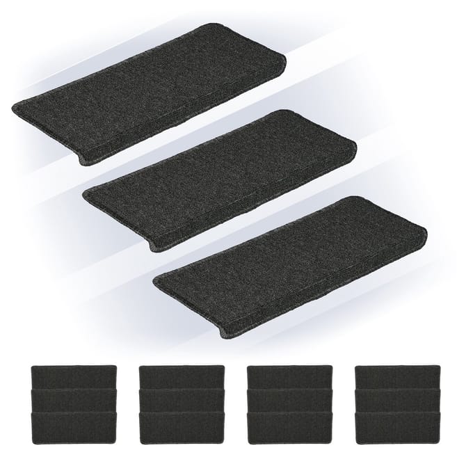 trapmatten 15 stuks - zelfklevend - 65 x 24 cm - rechthoekig - donkergrijs