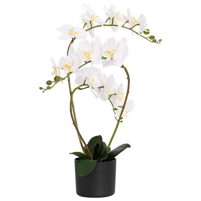 vidaXL - Kunst - Orchidee - Plant - met - Pot - Wit - 45 - x - 15 - x - 65 - cm