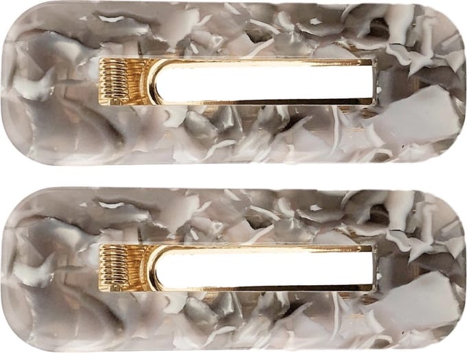 Lajetti - haarspeld grijs 2 stuks - haarclip grijs schuifspeldje rechthoekig - haaraccessoire