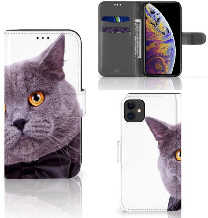 Apple iPhone 11 Telefoonhoesje met Pasjes Kat