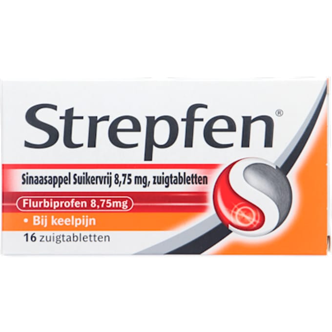 Strepfen Sinaasappel Suikervrij - 1 x 16 zuigtabletten