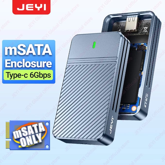 JEYI mSATA naar USB 3.1 Gen2 10Gbps SSD Behuizing Adapter Case met Type C Poort voor mSATA Interne Solid State Drive Harde Schijf Zebra-mSATA