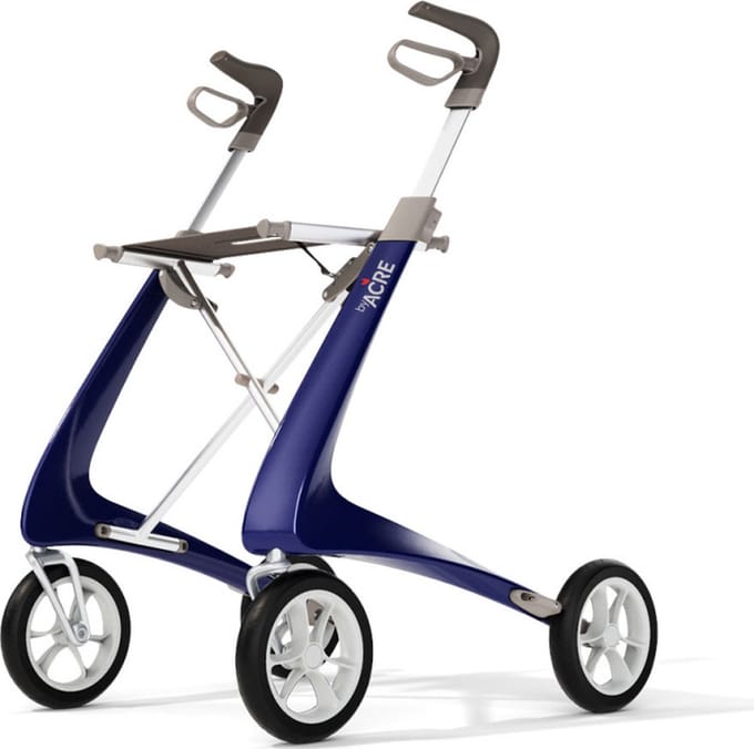Ultra Lichtgewicht Carbon Rollator by Acre (4.9 kg) Blauw