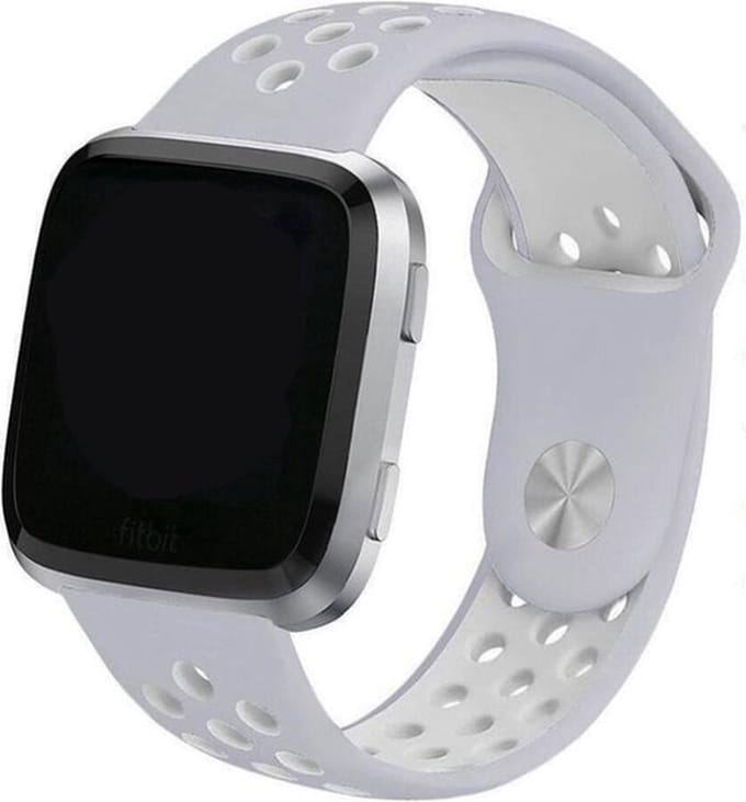 Shop4 - Geschikt voor Fitbit Versa 2 Bandje - Siliconen Grijs Wit