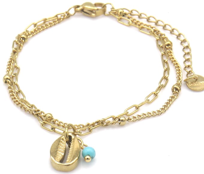 Armband met Schelpdetails – RVS – 16-21cm