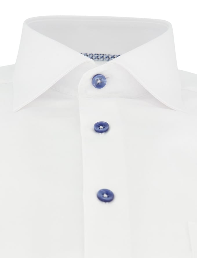 Ledûb Overhemd Modern Fine Twill Cotton Non-Iron Wit-Blauw / male
