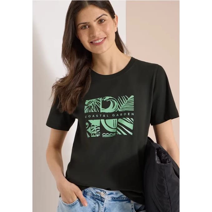 Shirt met ronde hals en frontprint