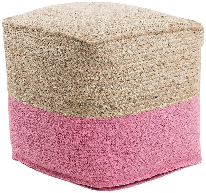 KIRAMA - Poef - Beige/Roze - 44 cm - Katoen