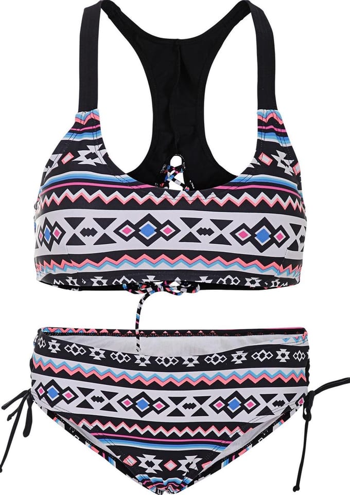 Dames bikini met sluiting een strik detail - Zic zac multi color - M (Valt klein)