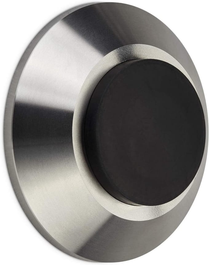 Moderne deurstopper van massief roestvrij staal Ø 60 mm met rubberen buffer