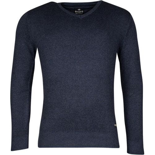 Baileys Trui Cotton V-Neck Allover 2-Tone Deep Denim Blue / male