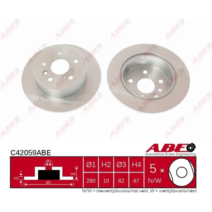 Remschijf ABE C42059 achter, volledig, 1 Stuk