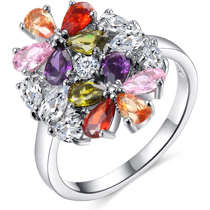 Meerkleurige Zirconia Ring AAA Zirconia Ring Europa en High-end Ring Ring No. 10 gray