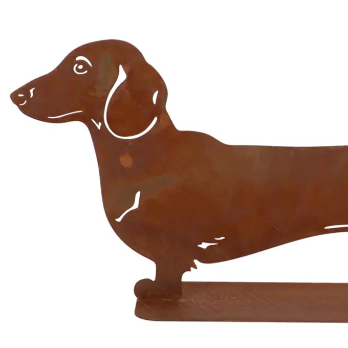 Décoration de Jardin Figurine de Chien Teckel en Acier Corten H30,6 Cm