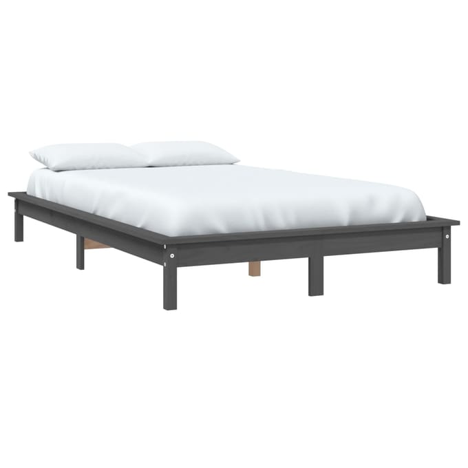 vidaXL - Bedframe - massief - grenenhout - grijs - 120x200 - cm