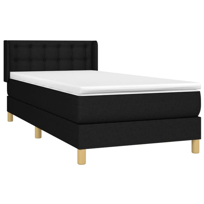 vidaXL - Boxspring - met - matras - stof - zwart - 80x200 - cm