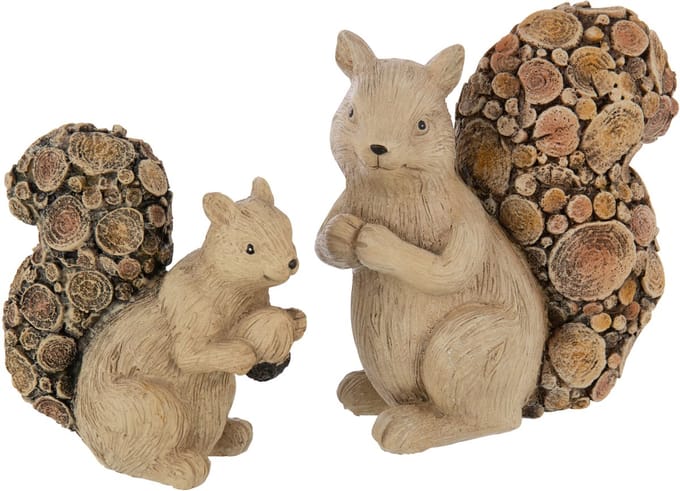 J-Line figuur Eekhoorn - hout - polyresin - naturel - large