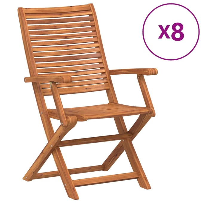 vidaXL - Opklapbare - stoelen, - 8 - stuks, - 57x66x95 - cm, - massief - acaciahout.