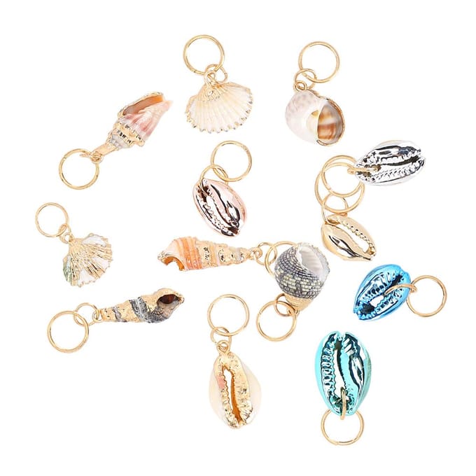 Haarvlechtringen Dreadlocks Ring Schelp Haarring DIY Haardecoratie Accessoires beige