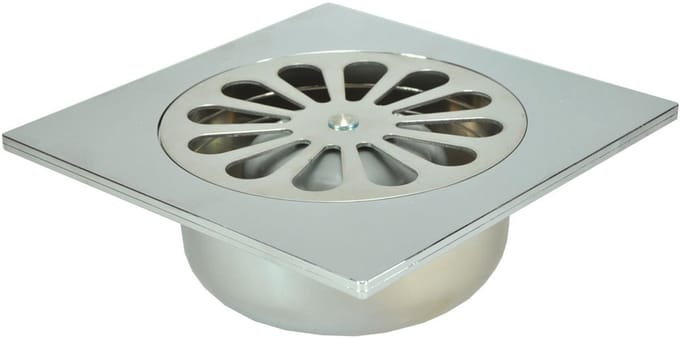 Sub ABS-Doucheput - 14cm x 14cm x 5cm - Onderuitlaat - Chroom